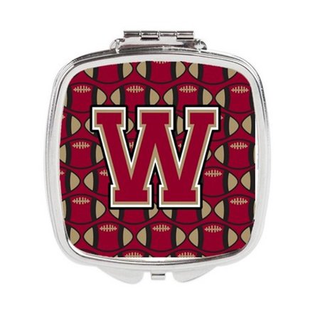 CAROLINES TREASURES Letter W Football Garnet and Gold Compact Mirror CJ1078-WSCM